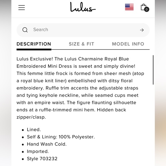NWT Lulu’s Charmaine Royal Blue Embroidered Mini Dress Size M - Picture 7 of 15